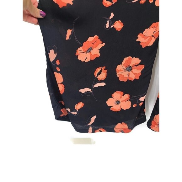 New Flynn Skye Penelope Palazzo Pant Womens L Black Beauty Orange Floral Rayon - Picture 3 of 5